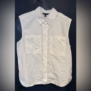 Banana Republic White Sleeveless Button Down Shirt